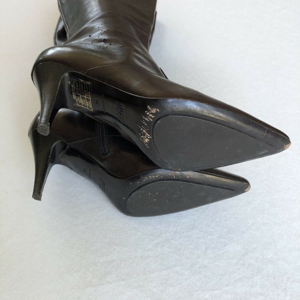 HUGO BOSS Tall Brown Soft Leather High Heel Pointe - Picture 6 of 7